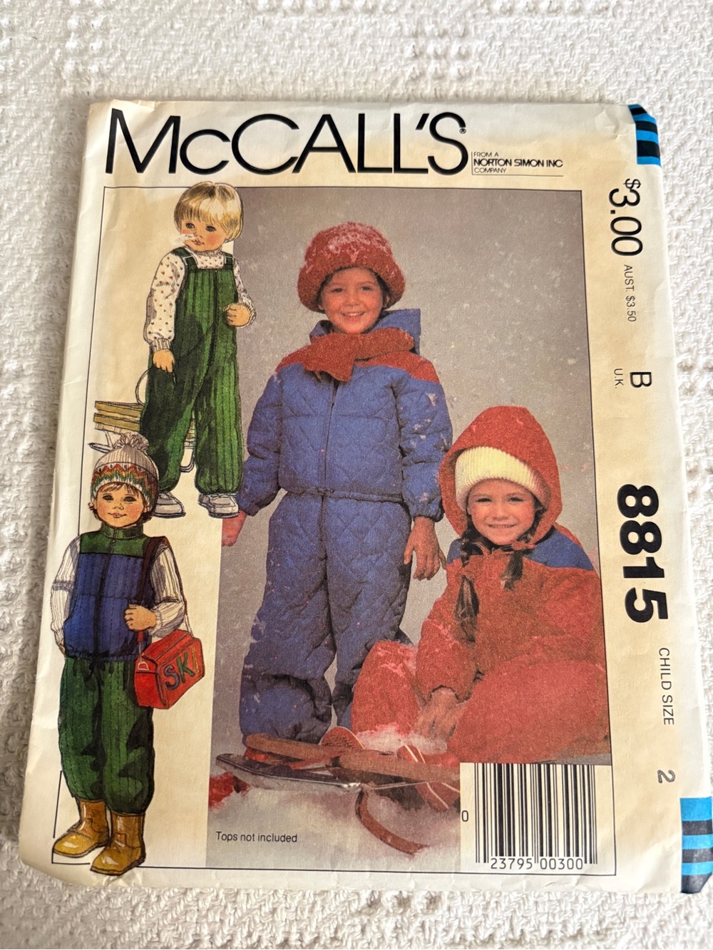 Vintage McCall’s Pattern 8815 for Toddler’s Jacket, Vest, and Overalls